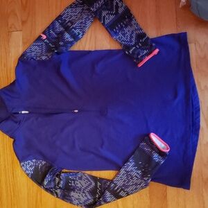 Nike Dri-fit half zip training jacket, purple with Nordic print sleeves, size L